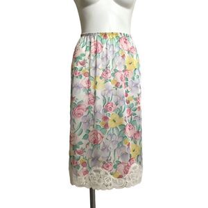 Vintage Vanity Fair Midi Slip Skirt Rose Print Size Small